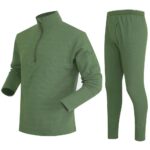 Thermal underwear set Corn Grain Sports Outdoor Fleece Thermal Underwear – Men's Stand Collar Fleece Polyester-Cotton Blend Set Casual and Versatile