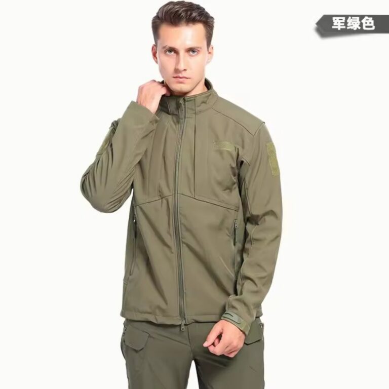 Hardshell Jacket Autumn/Winter Coated Sports Fleece Jacket – Relaxed Tactical Windproof Water-Resistant Warm Collar Outdoor Hiking Thickened Trekking Wear