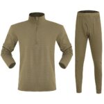 Thermal underwear set Corn Grain Sports Outdoor Fleece Thermal Underwear – Men's Stand Collar Fleece Polyester-Cotton Blend Set Casual and Versatile